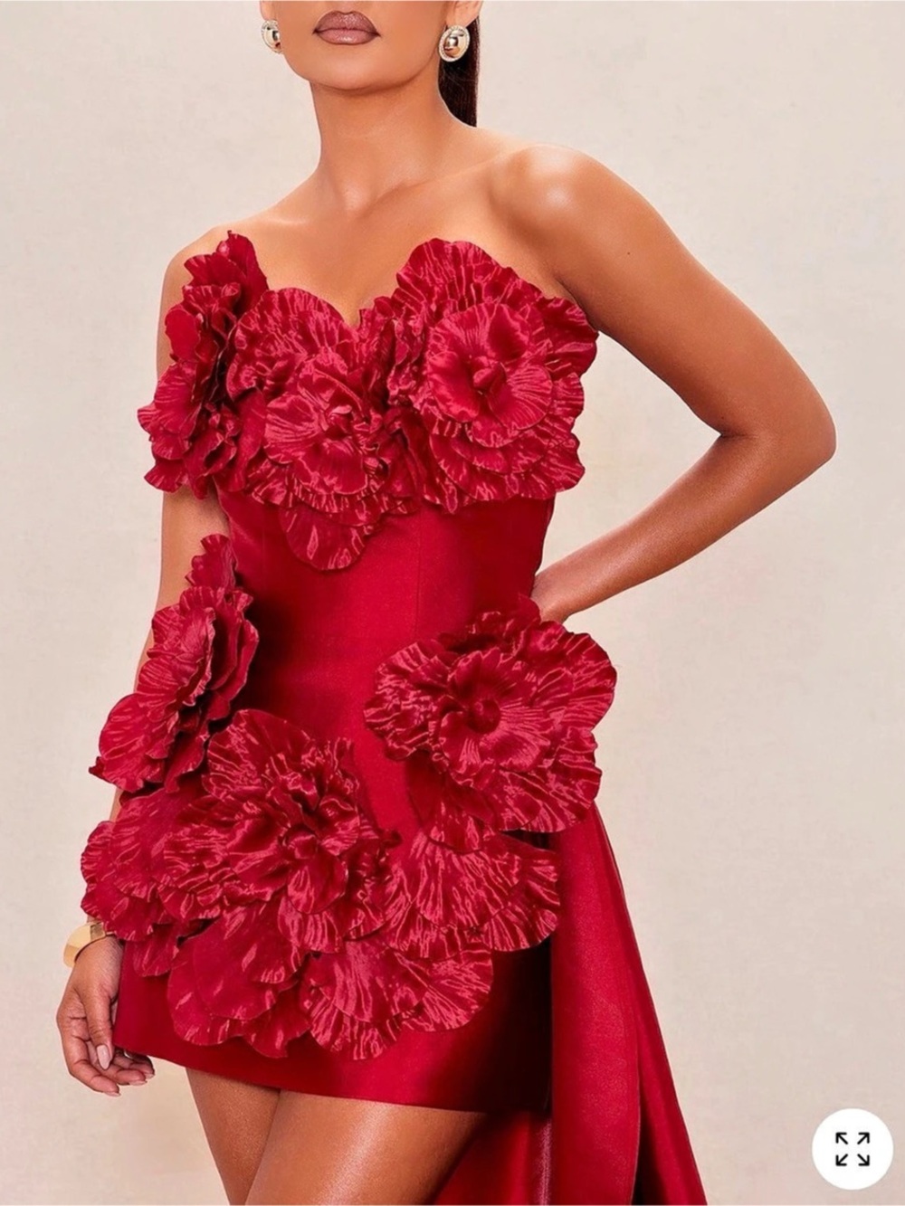 Red Floral Mini Dress Like New